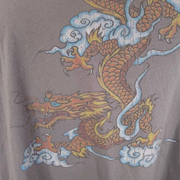 Vintage Infamous Dragon T Shirt Mens Size 2XL Gray Y2K Tattoo Flash - Picture 2 of 7